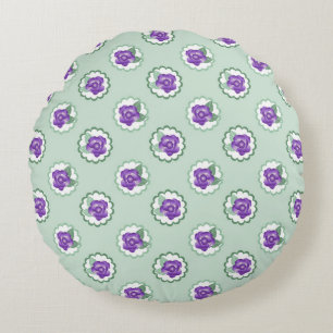 Niedliches Blumenmuster Lila Green Calico Muster Rundes Kissen