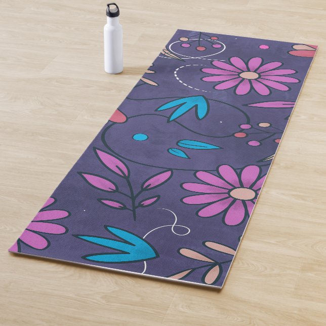 Niedliches Blumenmuster Lila Grunge Hintergrund | Yogamatte (Beispiel)