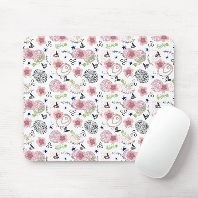 Niedliches Blumenmuster Mousepad (Mit Mouse)