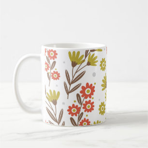 Niedliches Blumenmuster, nahtloser Hintergrund. Kaffeetasse
