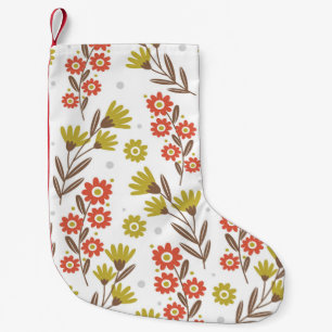Niedliches Blumenmuster, nahtloser Hintergrund. Kleiner Weihnachtsstrumpf