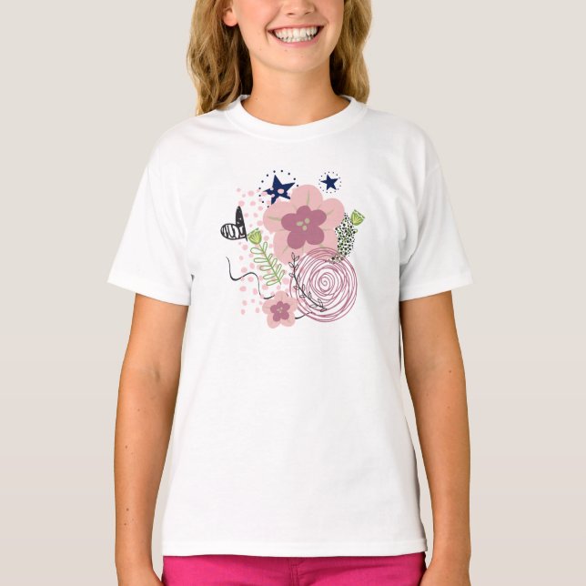 Niedliches Blumenmuster T-Shirt (Vorderseite)