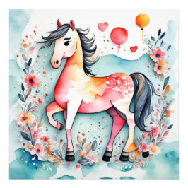 Niedliches Blumenpferd Fotodruck