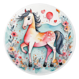 Niedliches Blumenpferd Keramikknauf