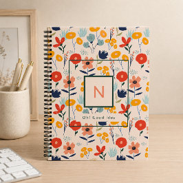 Niedliches Blumenrosa Muster Monogramm Notizbuch