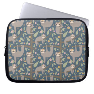 Niedliches Blumensloth-Muster Laptopschutzhülle