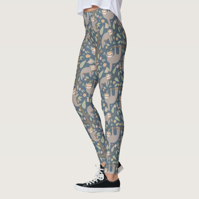 Niedliches Blumensloth-Muster Leggings (Links)