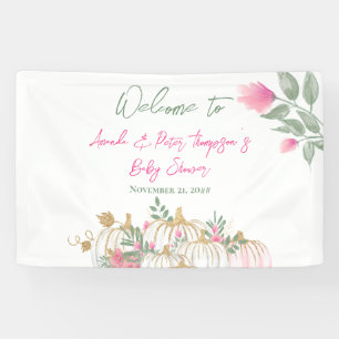 Niedliches Blush Pink Pumpkin Kleine Babydusche Banner