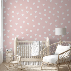 Niedliches Blush Pink und White Hearts Muster Tapete