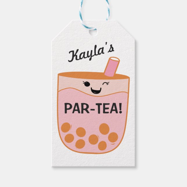 Niedliches Boba-Party für Tee Geschenkanhänger (Vorderseite)