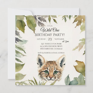 Niedliches Bobcat Wild 1. Geburtstag Party Einladung