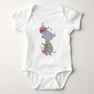 Niedliches Bockspringen-Cartoonrhinos-Baby Baby Strampler