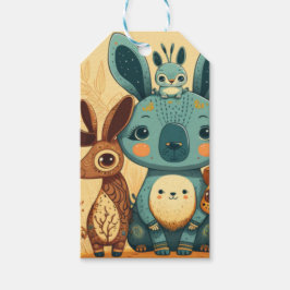 Niedliches boho blumenkaninchen-Sondergeschenk run Geschenkanhänger