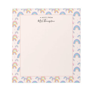 Niedliches Boho Blush Pink Rainbow Herz Notepad Notizblock