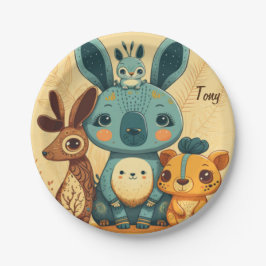 Niedliches Boho-Blütenkaninchen rund um die Uhr Pappteller