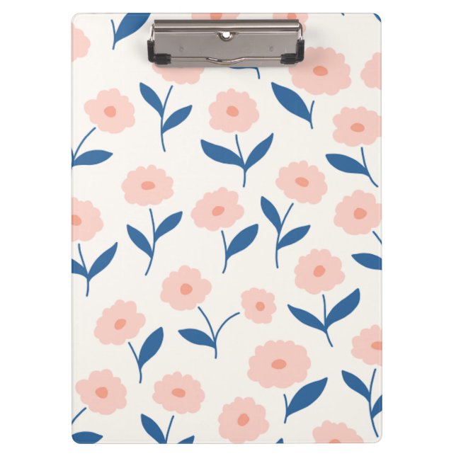 Niedliches Boho Chic Pink-Blume-Muster Klemmbrett (Vorderseite)