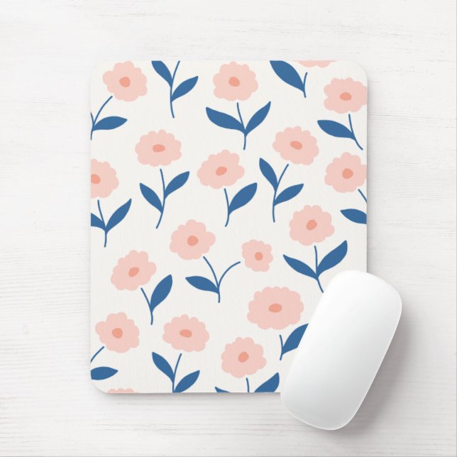 Niedliches Boho Chic Pink-Blume-Muster Mousepad (Mit Mouse)