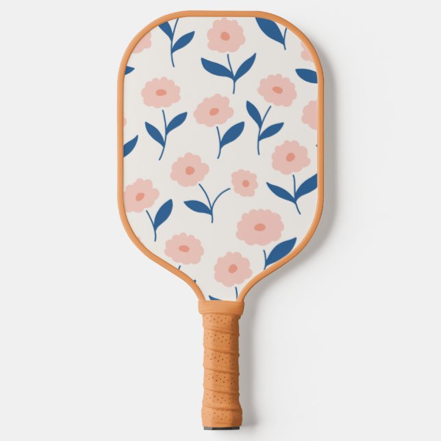 Niedliches Boho Chic Pink-Blume-Muster Pickleball Schläger (Vorderseite)