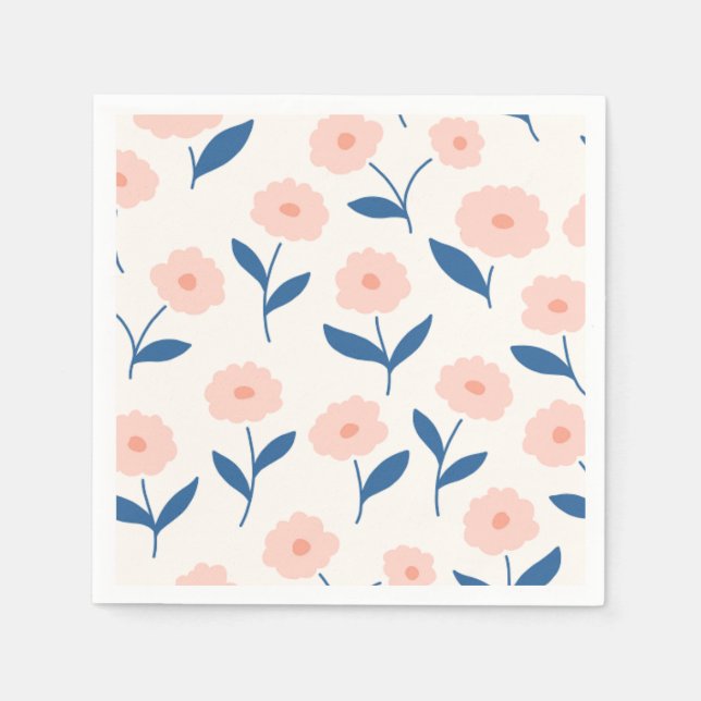 Niedliches Boho Chic Pink-Blume-Muster Serviette (Vorderseite)