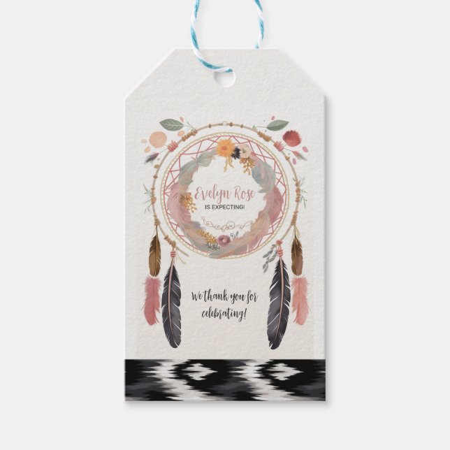 Niedliches Boho Dreamcatcher Baby Dusche Party Geschenkanhänger (Vorderseite)