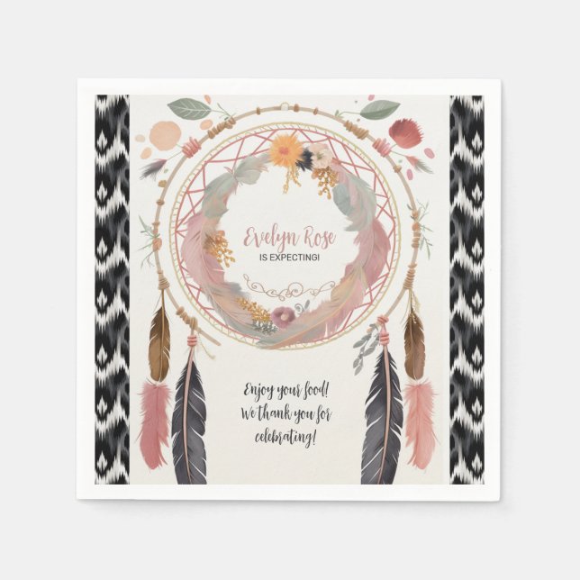 Niedliches Boho Dreamcatcher Baby Dusche Party Serviette (Vorderseite)