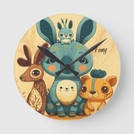 Niedliches boho florales Kaninchen Runde Wanduhr