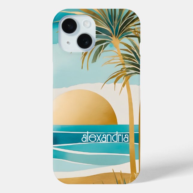 Niedliches Boho Gold Abstrakt Beach Landschaft mit Case-Mate iPhone Hülle (Rückseite)