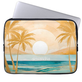 Niedliches Boho Gold Abstrakt Beach Landschaft mit Laptopschutzhülle