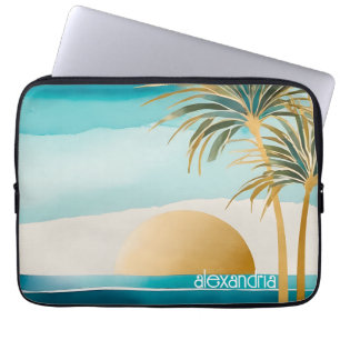 Niedliches Boho Gold Abstrakt Beach Landschaft mit Laptopschutzhülle