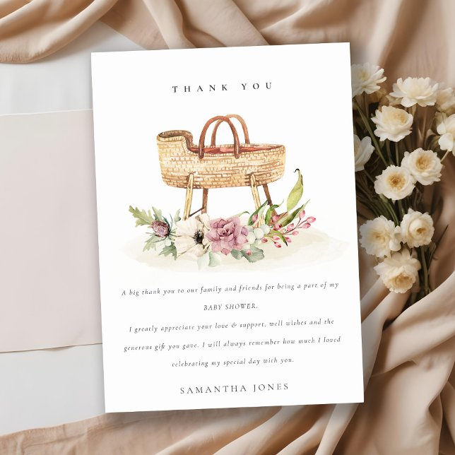 Niedliches Boho Kinderzimmer Rosa Bläserblässe Bab Dankeskarte (Von Creator hochgeladen)