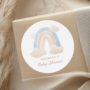 Niedliches Boho Rainbow Baby Dusche Willkommen Runder Aufkleber