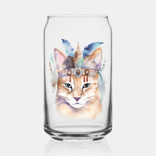 Niedliches boho Wasserfarbe hippie Katzendesign Dosenglas