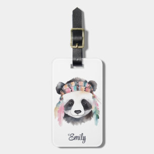 Niedliches boho Wasserfarbe Hippie Panda Design Gepäckanhänger