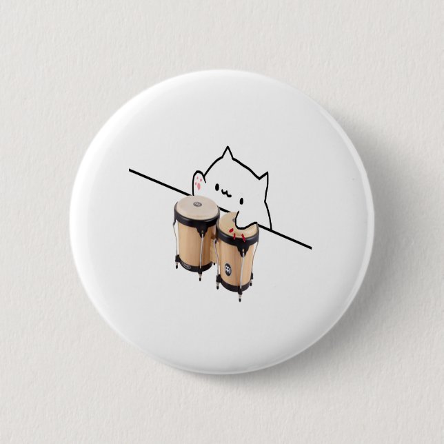 Niedliches Bongo-Katze meme Button (Vorderseite)