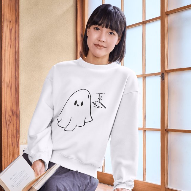 Niedliches Boo Ghost Illustration Halloween Sweats Sweatshirt (Von Creator hochgeladen)