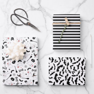 Niedliches Boo Spooky Ghost Halloween Pink Girl Geschenkpapier Set