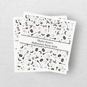 Niedliches Boo Spooky Ghost Halloween Pink Girl Serviette