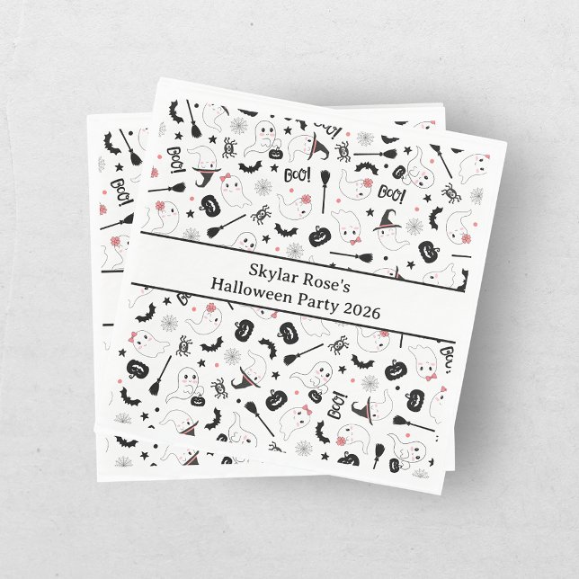 Niedliches Boo Spooky Ghost Halloween Pink Girl Serviette (Von Creator hochgeladen)