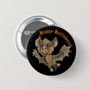 Niedliches Boot mit Fangs Happy Halloween Button