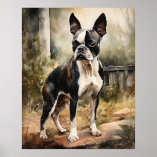 Niedliches Boston Terrier Dog Art Print Poster
