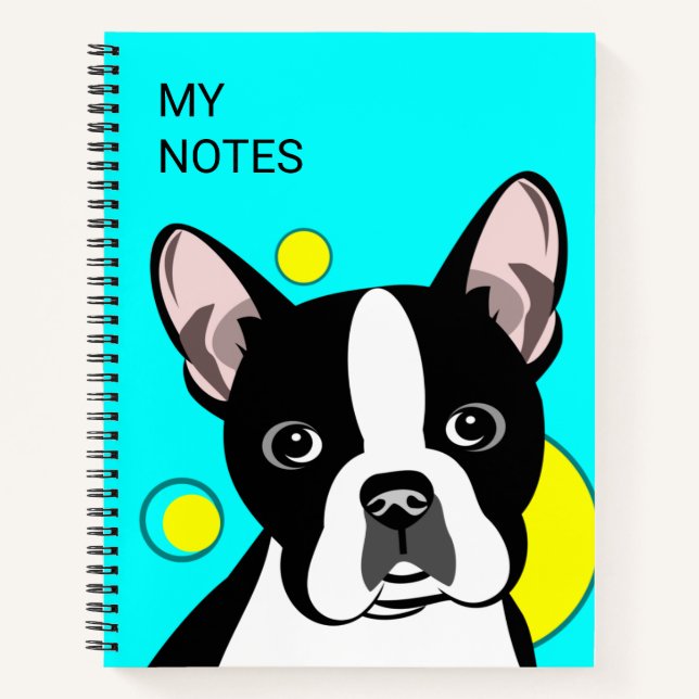 Niedliches Boston Terrier Kids Notebook Notizbuch (Vorderseite)