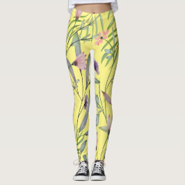 Niedliches botanisches Kleinfolienwerk gelb Leggings