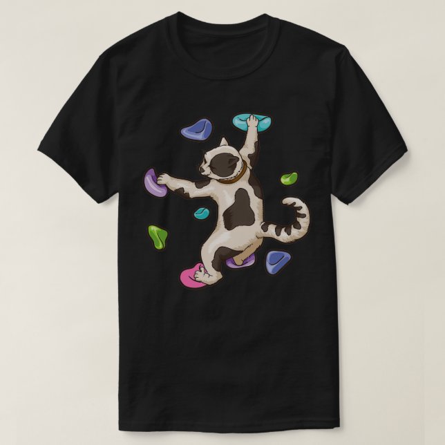 niedliches Bouldering Cat Klettern T-Shirt (Design vorne)