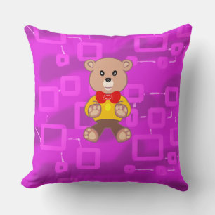 Niedliches Bowtie Teddy Bear Blue Spaceship Kissen