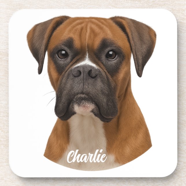 Niedliches Boxer Personalisiert Beverage Coaster S Getränkeuntersetzer (Vorderseite)