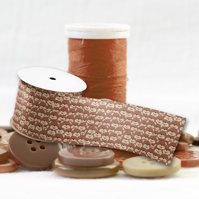 Niedliches braunes Bärengesicht Nahtloses Muster Satinband (Von Creator hochgeladen)