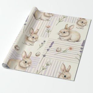 Niedliches braunes Kaninchen, bunte Pastell-Oster- Geschenkpapier