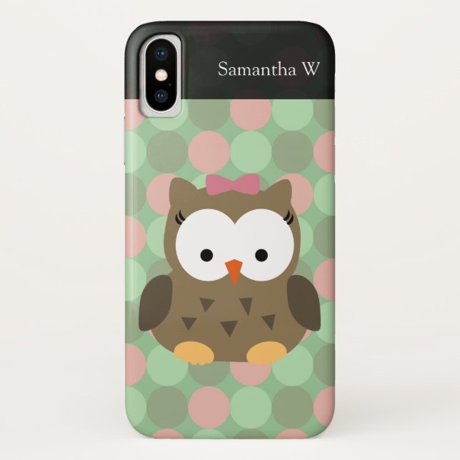 Niedliches braunes Owl mit rosa Bow Case-Mate iPhone Hülle (Rückseite)