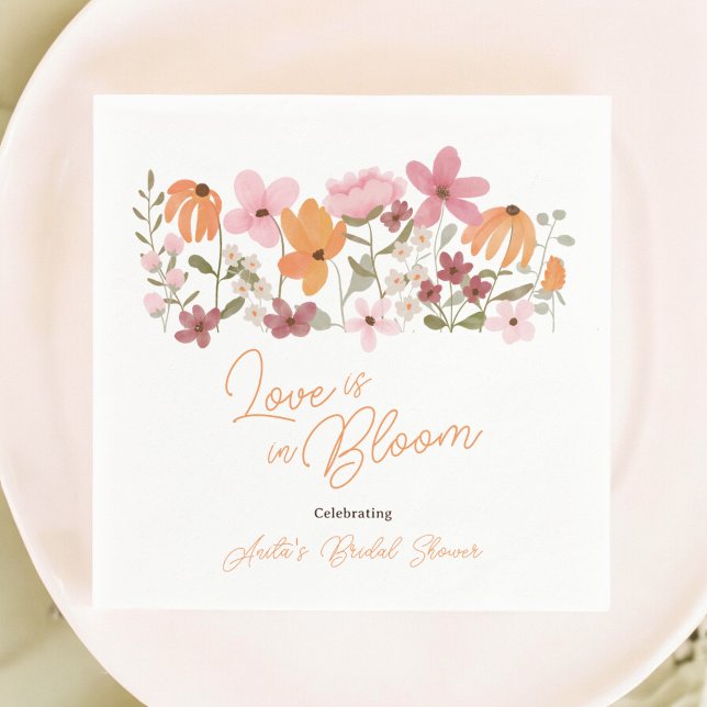 Niedliches Brautparty auf der Wiese Serviette (Cute boho meadow little wildflower bridal shower napkins)