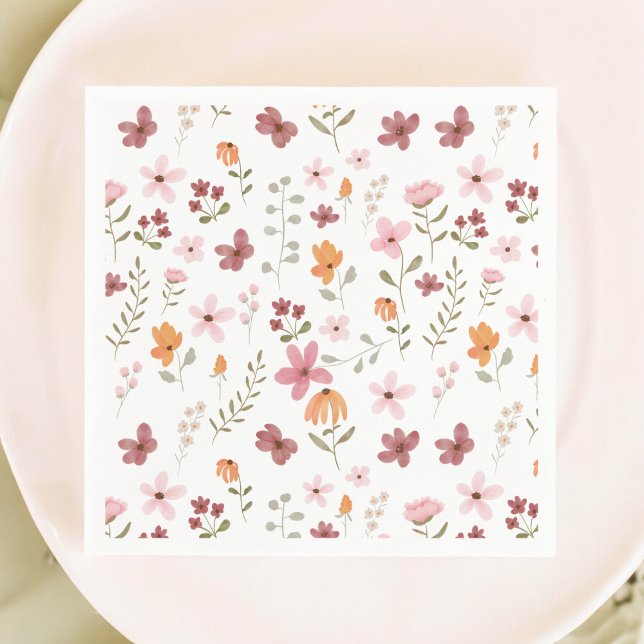 Niedliches Brautparty auf der Wiese Serviette (Cute boho meadow little wildflower bridal shower napkins)